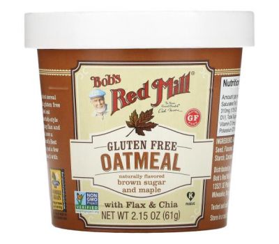 Bob's Red Mill, Oatmeal Cup, коричневый сахар и клен, 61 г (2,15 унции)