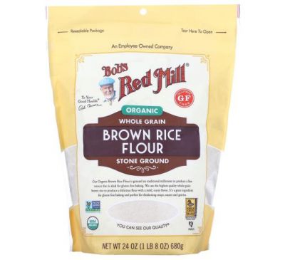 Bob's Red Mill, Organic Brown Rice Flour, Whole Grain, 24 oz (680 g)