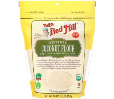 Bob's Red Mill, Organic Coconut Flour, Gluten Free, 16 oz (453 g)