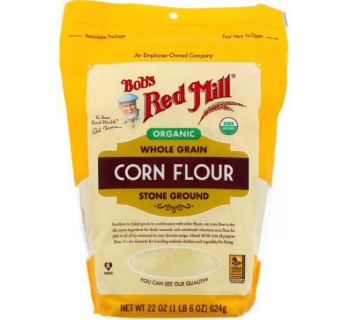 Bob's Red Mill, Organic Corn Flour, Whole Grain, 22 oz (624 g)
