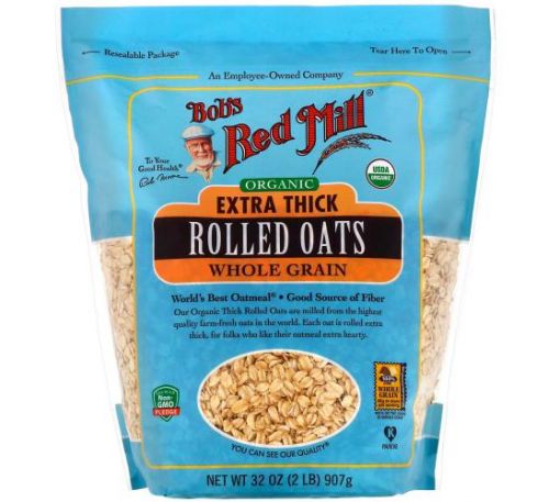 Bob's Red Mill, Organic Extra Thick Rolled Oats, Whole Grain, 32 oz (907 g)