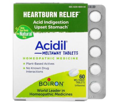 Boiron, Acidil, нарушение пищеварения, без добавок, 60 таблеток Meltaway