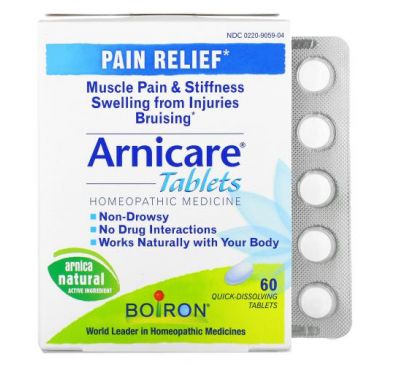 Boiron, Arnicare, обезболивание, 60 быстрорастворимых таблеток