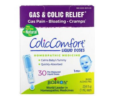 Boiron, ColicComfort, засіб від газів і кольок, для малюків від 1 місяця, 30 доз, по 1 мл (0,34 рідк. унції)