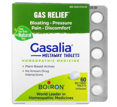 Boiron, Gasalia, Gas Relief, Unflavored, 60 Meltaway Tablets