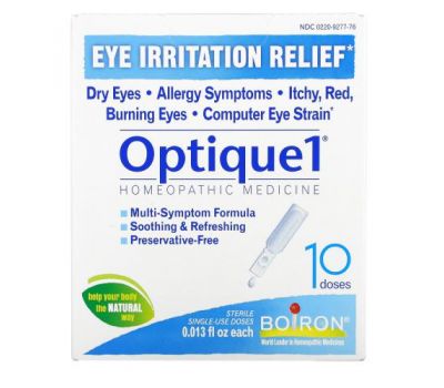 Boiron, Optique1, средство для снятия раздражения глаз, 10 доз, по 0,013 жидк. Унции