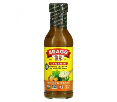 Bragg, Organic Dressing & Marinade with Apple Cider Vinegar, Ginger & Sesame, 12 fl oz (354 ml)
