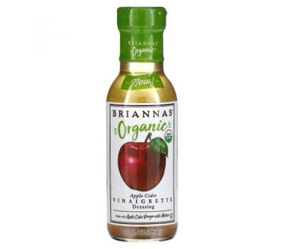 Briannas, Organic Apple Cider Vinaigrette Dressing, 10 fl oz (295 ml)
