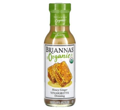 Briannas, Organic Honey Ginger Vinaigrette Dressing, 10 fl oz (296 ml)