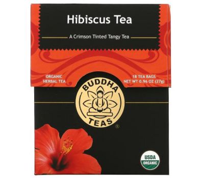 Buddha Teas, Organic Herbal Tea, Hibiscus Flower, 18 Tea Bags, 0.95 oz (27 g)