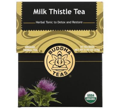 Buddha Teas, Organic Herbal Tea, Milk Thistle, 18 Tea Bags, 0.95 oz (27 g)