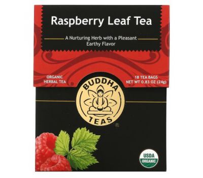 Buddha Teas, Organic Herbal Tea, Raspberry Leaf, 18 Tea Bags, 0.83 oz (24 g)