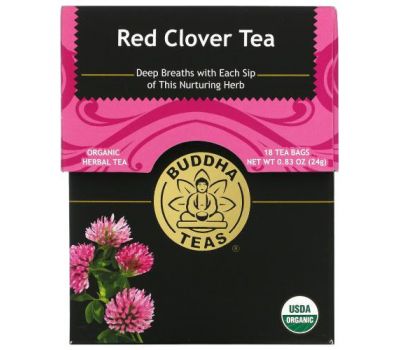 Buddha Teas, Organic Herbal Tea, Red Clover, 18 Tea Bags, 0.83 oz (24 g)