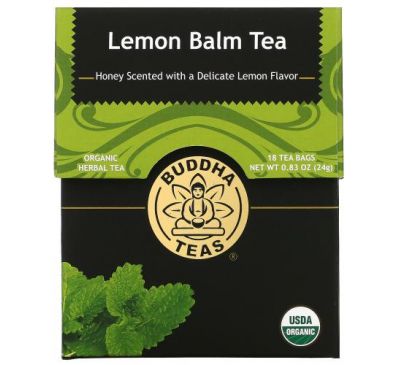 Buddha Teas, Organic Herbal Tea, мелисса, 18 чайных пакетиков, 24 г (0,83 унции)
