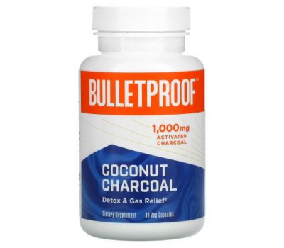 BulletProof, Coconut Charcoal, Detox & Gas Relief, 1,000 mg, 90 Veg Capsules