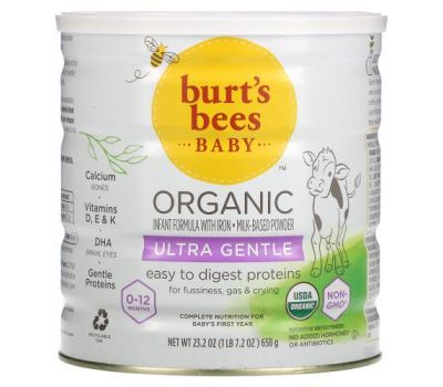 Burt's Bees, Baby, Органическая смесь для младенцев с железом, очень нежная, 0-12 месяцев, 23,2 унции (658 г)