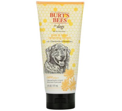 Burt's Bees, Care Plus+, Paw & Nose Relieving Lotion for Dogs with Chamomile & Rosemary, 6  fl oz (177 ml)
