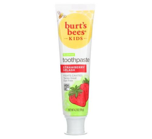 Burt's Bees, Kids, Fluoride Toothpaste, Strawberry Splash, 4.2 oz (119 g)