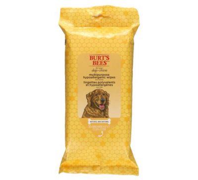 Burt's Bees, Multipurpose Hypoallergenic Wipes for Dogs with Honey, 50 Count