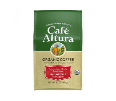 Cafe Altura, органический кофе, итальянский стиль, французская обжарка, цельные зерна, 567 г (20 унций)