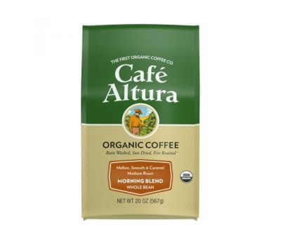 Cafe Altura, органічна кава, ранкова суміш, цілі зерна, середнє обсмажування, 567 г (20 унцій)