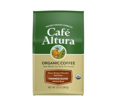 Cafe Altura, органічна кава, віденська суміш, цілі зерна, сильне обсмажування, 567 г (20 унцій)