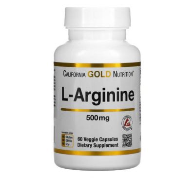 California Gold Nutrition, AjiPure, L-аргінін, 500 мг, 60 рослинних капсул