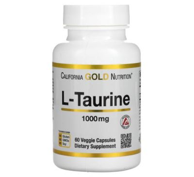 California Gold Nutrition, AjiPure, L-таурин, 1000 мг, 60 рослинних капсул