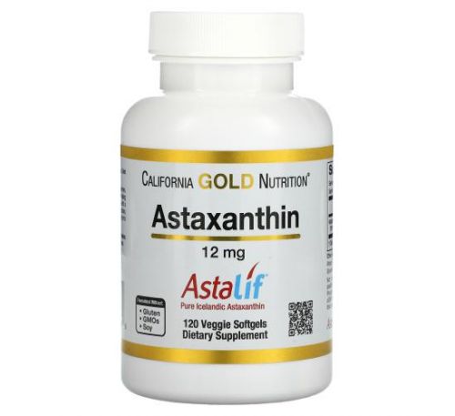California Gold Nutrition, AstaLif, чистий ісландський астаксантин, 12 мг, 120 вегетаріанських капсул