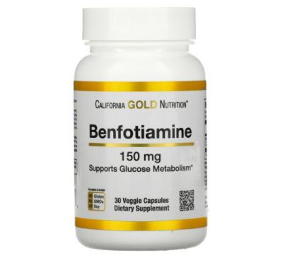 California Gold Nutrition, Бенфотіамін, 150 мг, 30 рослинних капсул