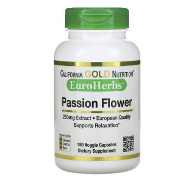 California Gold Nutrition, EuroHerbs, пасифлора, 250 мг, 180 рослинних капсул