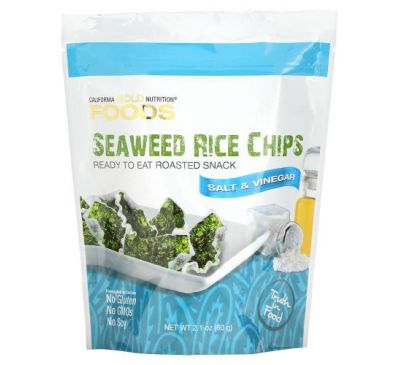 California Gold Nutrition, FOODS - Seaweed Rice Chips, Salt & Vinegar, 2 oz (57 g)