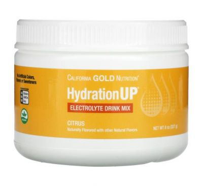 California Gold Nutrition, HydrationUP, суміш у вигляді порошку для приготування напою з електролітами, цитрусовий смак, 227 г (8 унцій)