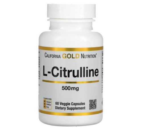California Gold Nutrition, L-цитрулін, 500 мг, 60 рослинних капсул
