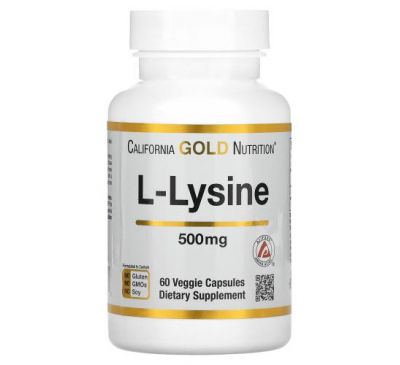 California Gold Nutrition, L-лізин, 500 мг, 60 рослинних капсул