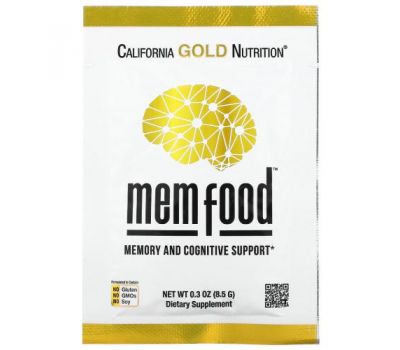 California Gold Nutrition, MEM Food, підтримка пам’яті й когнітивних функцій, індивідуальний пакетик, 8,5 г (0,3 унції)
