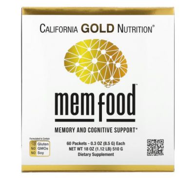 California Gold Nutrition, MEM Food, для поддержки памяти и когнитивных функций, 60 пакетиков по 8,5 г (0,3 унции) каждый