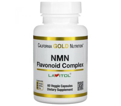 California Gold Nutrition, NMN, нікотинамід мононуклеотид, комплекс флавоноїдів, 60 рослинних капсул