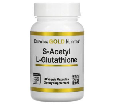 California Gold Nutrition, S-ацетил L-глутатіон, 100 мг, 30 рослинних капсул