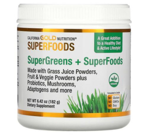 California Gold Nutrition, SUPERFOODS, суперзелень і суперфуди, 182 г (6,42 унції)