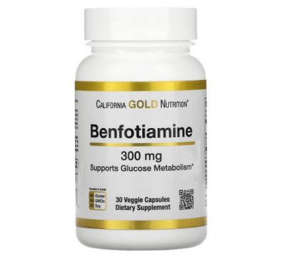 California Gold Nutrition, бенфотіамін, 300 мг, 30 рослинних капсул