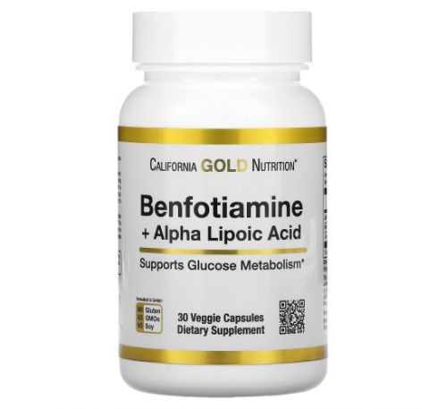 California Gold Nutrition, бенфотіамін і альфа-ліпоєва кислота, 30 вегетаріанських капсул