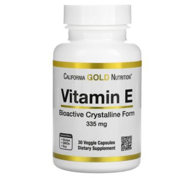 California Gold Nutrition, биоактивный витамин Е, 335 мг, 30 растительных капсул