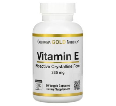 California Gold Nutrition, биоактивный витамин Е, 335 мг, 90 растительных капсул