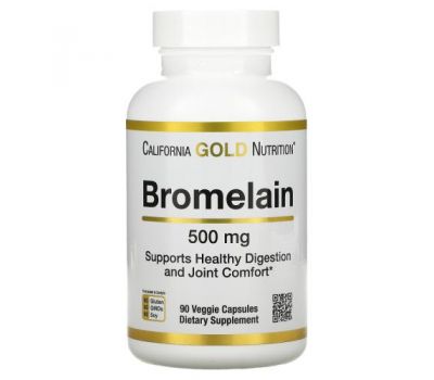 California Gold Nutrition, бромелаїн, 500 мг, 90 вегетаріанських капсул