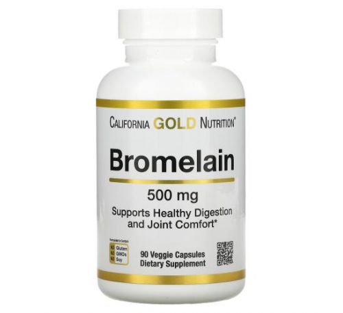 California Gold Nutrition, бромелаїн, 500 мг, 90 вегетаріанських капсул