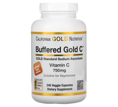 California Gold Nutrition, буферизовані капсули з вітаміном С, 750 мг, 240 вегетаріанських капсул
