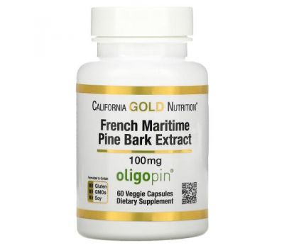 California Gold Nutrition, екстракт кори французької приморської сосни, Oligopin, 100 мг, 60 рослинних капсул