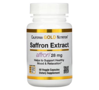 California Gold Nutrition, екстракт шафрану з Affron, 28 мг, 60 рослинних капсул