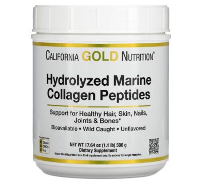 California Gold Nutrition, гидролизованные пептиды морского коллагена, без добавок, 500 г (17,64 унции)